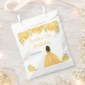 Sachets En Papier Dark Skin Princess Gold Floral Birthday Party (Coupé)