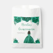 Sachets En Papier Dark Skin Princess Green Floral Quinceanera (Devant)