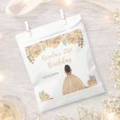 Sachets En Papier Dark Skin Princess Peach Floral Birthday Party (Coupé)