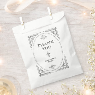 Sachets En Papier Déco moderne Élégant Mariage noir et blanc