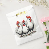 Sachets En Papier Découpe rétro de trois poules françaises au milieu (Scellé)
