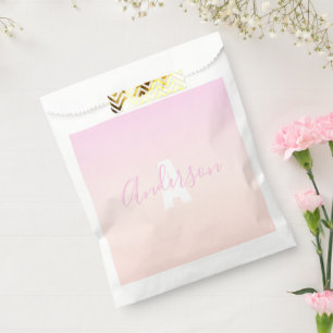 Sachets En Papier Dégradé ombré rose clair et pêche pour nom et mono