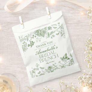 Sachets En Papier Déjeuner de mariage floral vert Toile De Jouy dess