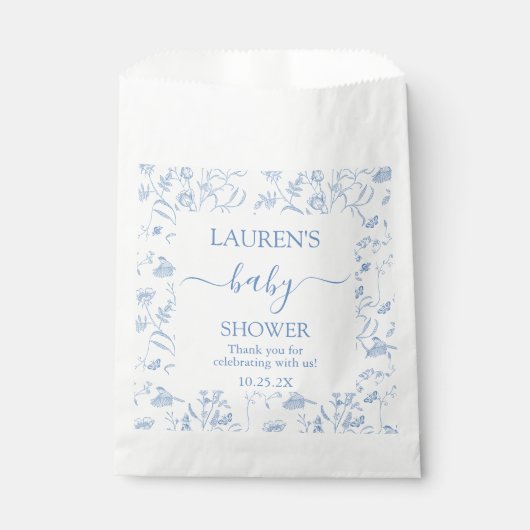 Sachets En Papier Delft Blue Chinoiserie Baby shower garçon (Devant)