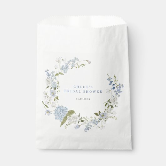 Sachets En Papier Délicat Fête des mariées Florale Bleue (Devant)