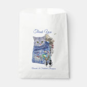 Sachets En Papier Dénim bleu, dentelle, bijoux costume & chatons (Devant)