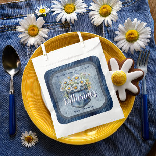 Sachets En Papier Denim Blue Jean Baby shower floral de Daisies