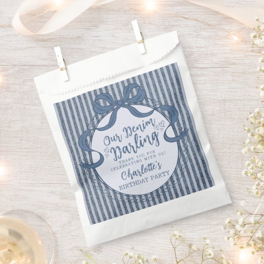 Sachets En Papier Denim Coquette Bow Blue Jean Baby Birthday (Coupé)