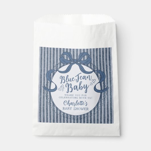 Sachets En Papier Denim Coquette Bow Blue Jean Baby Shower (Devant)