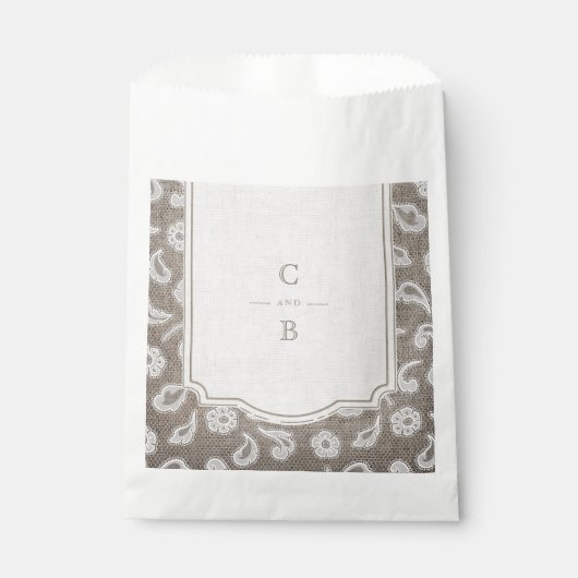 Sachets En Papier Dentelle et mariage campagnard rustique burlap mer (Devant)