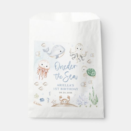 Sachets En Papier Derrière la mer Océan Animaux 1er anniversaire (Devant)