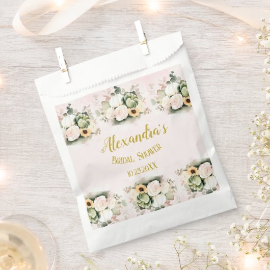 Sachets En Papier Des roses blanches tombent citrouilles (Coupé)