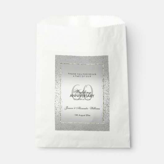 Sachets En Papier Design Silver Confetti 60e Mariage Diamond (Devant)