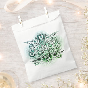 Sachets En Papier Design tribal teinte verte