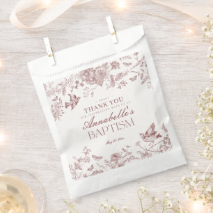 Sachets En Papier Dessert de Baptême Floral De Toile De Bourgogne