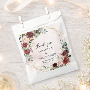 Sachets En Papier Dessin à la main burgundy floral mariage