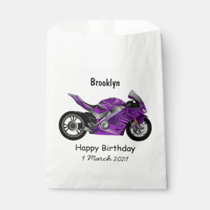 Sachets En Papier Dessin de moto de sport violet