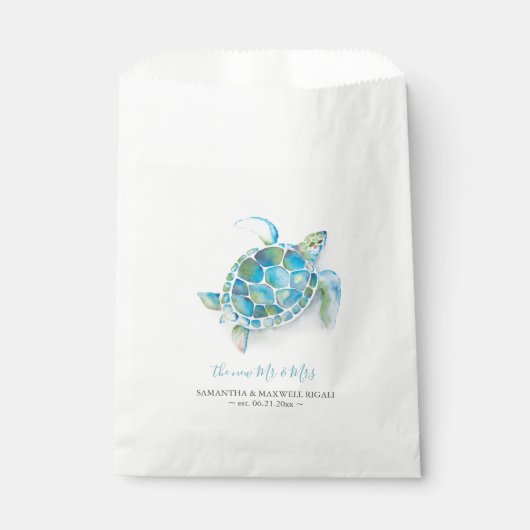 Sachets En Papier Destination tropicale Mariage Tortue de mer (Devant)