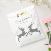 Sachets En Papier Deux Cerfs En Parties scintillant Argent Faux Avec (Scellé)