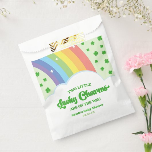 Sachets En Papier Deux charmes chanceux Baby shower Rainbow Twins (Scellé)