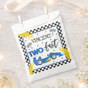 Sachets En Papier Deux fête d'anniversaire rapide Blue Race Car 2e