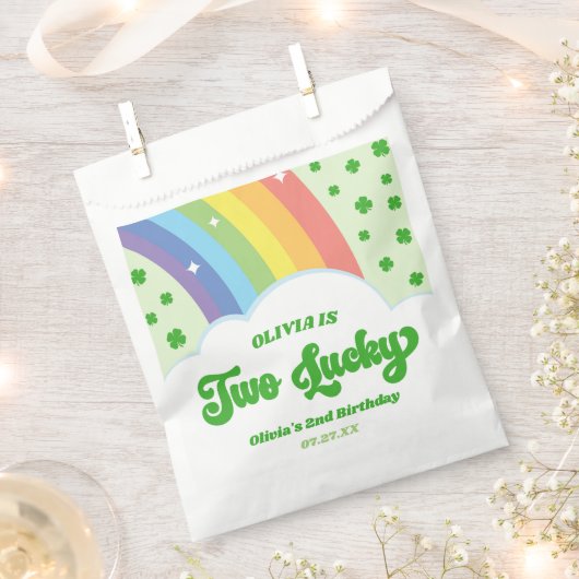 Sachets En Papier Deux Lucky Charm Rainbow 2e fête d'anniversaire (Coupé)