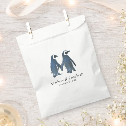 Sachets En Papier Deux mignons pingouins | Mariage romantique (Coupé)