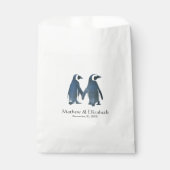 Sachets En Papier Deux mignons pingouins | Mariage romantique (Devant)