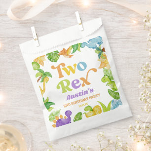 Sachets En Papier Deux Rex Dinosaur 2ème fête d'anniversaire
