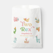 Sachets En Papier Deux Rex Dinosaur 2ème fête d'anniversaire (Devant)
