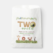 Sachets En Papier Deux Safari sauvage Photo 2e anniversaire Animaux (Devant)