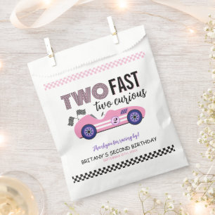 Sachets En Papier Deux voitures de course rose rapide deuxième anniv