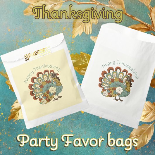 Sachets En Papier Dinde de couleur bon thanksgiving