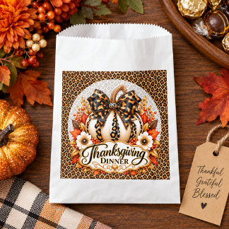 Sachets En Papier Dîner de Thanksgiving Citrouille Léopard Glamour