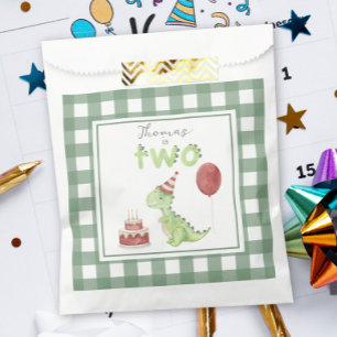 Sachets En Papier Dinosaur aquarelle 2ème anniversaire
