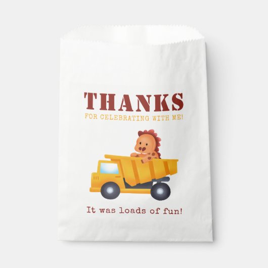 Sachets En Papier Dinosaur Construction Crew fête d'anniversaire (Devant)