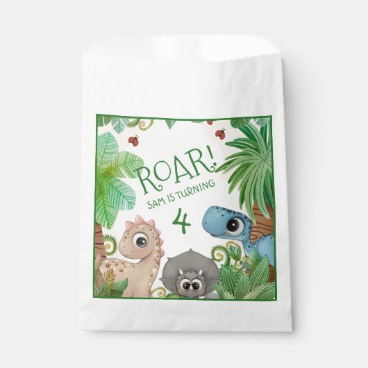 Sachets En Papier Dinosaur Enfants 4e anniversaire (Devant)