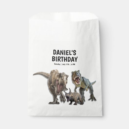 Sachets En Papier Dinosaur fête d'anniversaire imprimable, Dino Part (Devant)