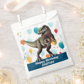Sachets En Papier Dinosaur Joyeux Anniversaire Bleu (Coupé)