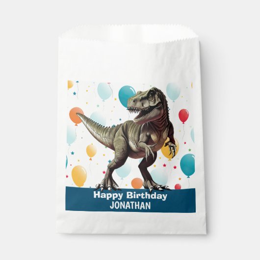 Sachets En Papier Dinosaur Joyeux Anniversaire Bleu (Devant)