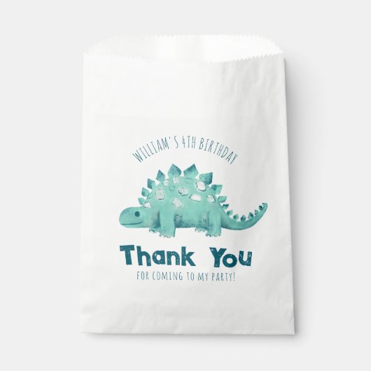 Sachets En Papier Dinosaur Stegosaurus Merci Garçons fête d'annivers (Devant)