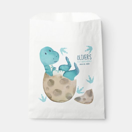 Sachets En Papier Dinosaur T-Rex Boy 1ère fête d'anniversaire (Devant)