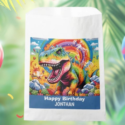 Sachets En Papier dinosaure anniversaire coloré mignon
