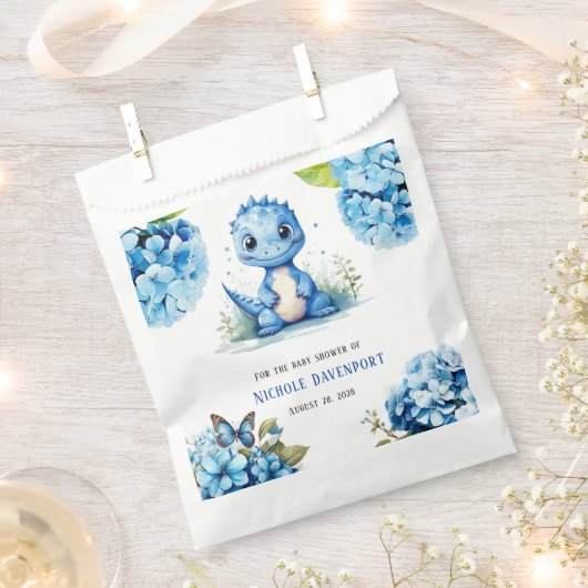Sachets En Papier Dinosaure Bleu mignon avec Baby shower garçon Flor (Coupé)