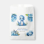 Sachets En Papier Dinosaure Bleu mignon avec Baby shower garçon Flor (Devant)