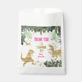Sachets En Papier Dinosaure rose fête d'anniversaire (Devant)