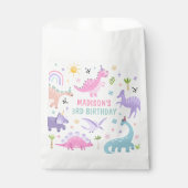 Sachets En Papier Dinosaure rose fête d'anniversaire (Devant)
