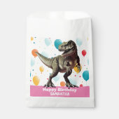 Sachets En Papier Dinosaure rose T Rex (Devant)