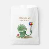 Sachets En Papier Dinosaure tenant Ballons Anniversaire (Devant)