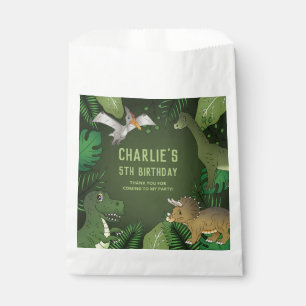 Sachets En Papier Dinosaures Avec Merci Plante Vert Anniversaire